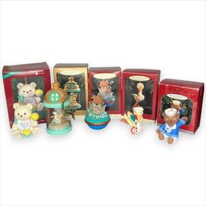 Lot of 5 Vintage Hallmark Keepsake Ornaments Baby's First Christmas 1990s w/ Box